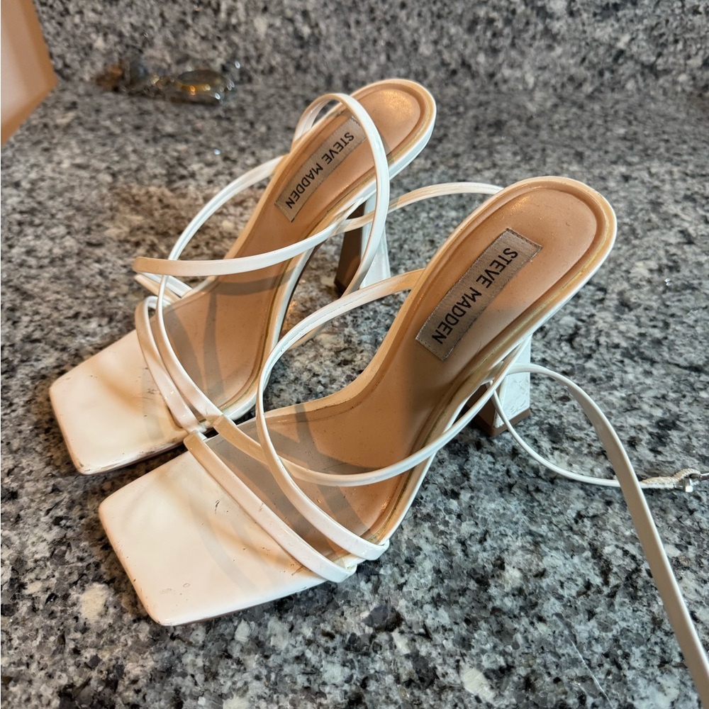 Steve Madden White Strappy Heels